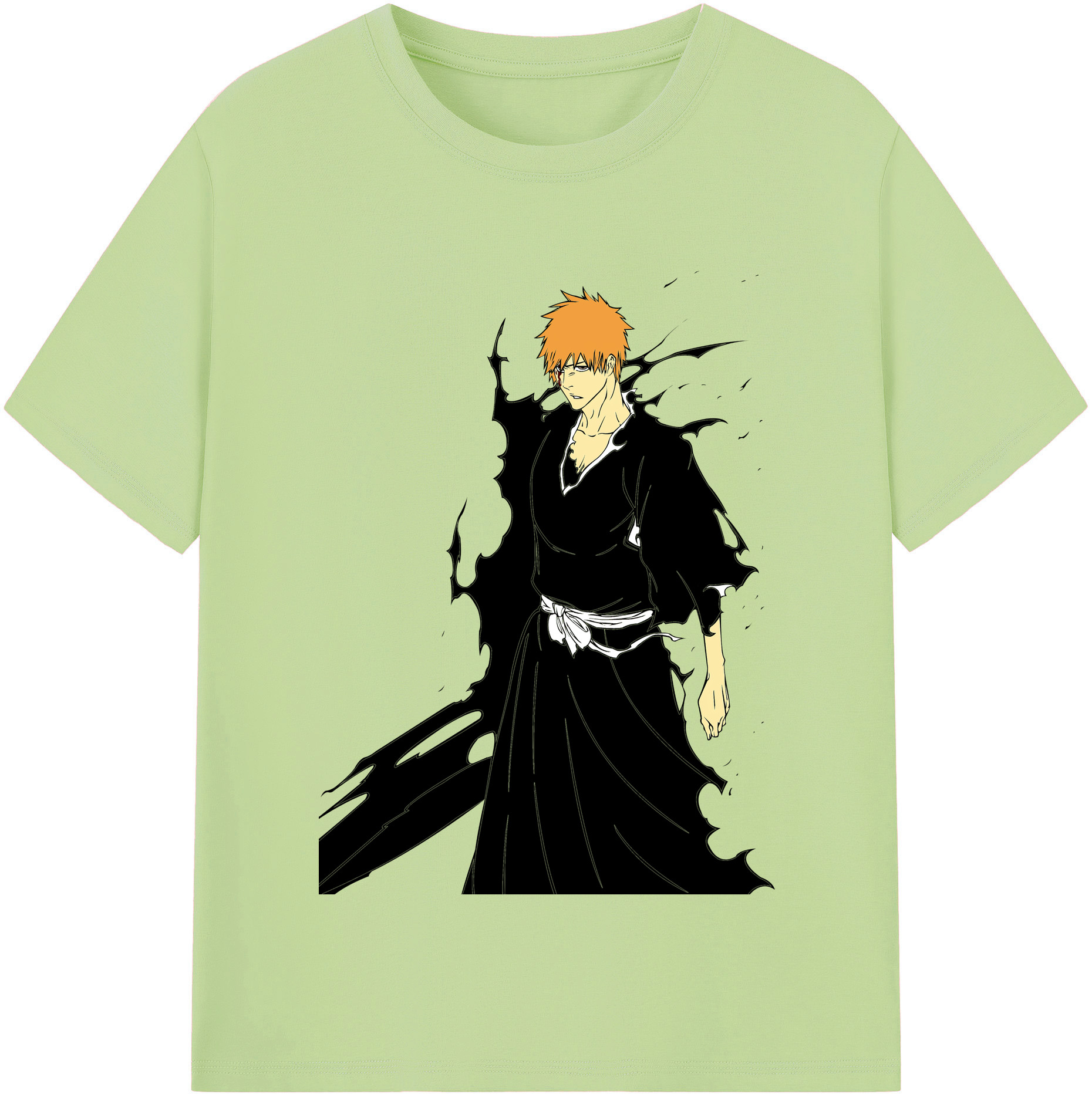 （画像用） ブリーチ 黒崎一護（くろさき いちご）BLEACH Kurosaki Ichigo 綿100％半袖Tシャツ（フロントプリント）